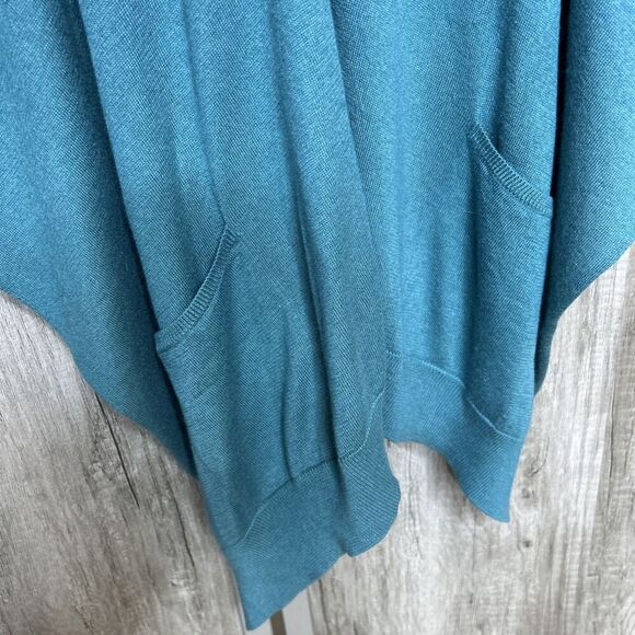 Ted Baker Wrap Cardigan Teal Color Silk and Angora Pockets Long Sleeves Size 4 - Picture 5 of 10